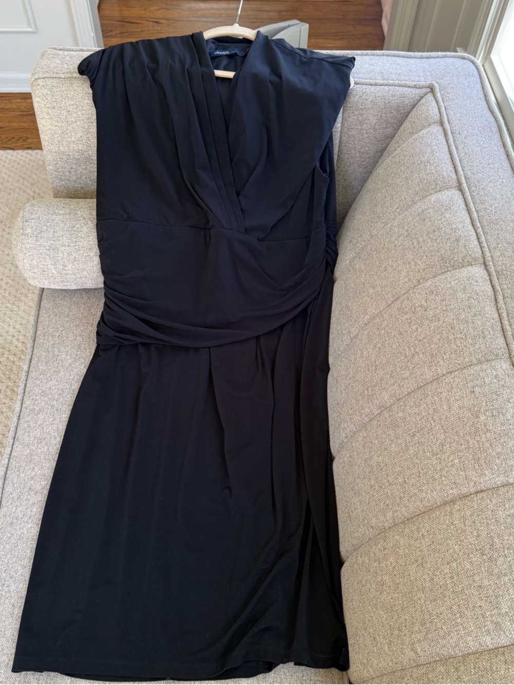 Eloquii Black Faux Wrap Midi Dress 20W Draped Jersey LBD